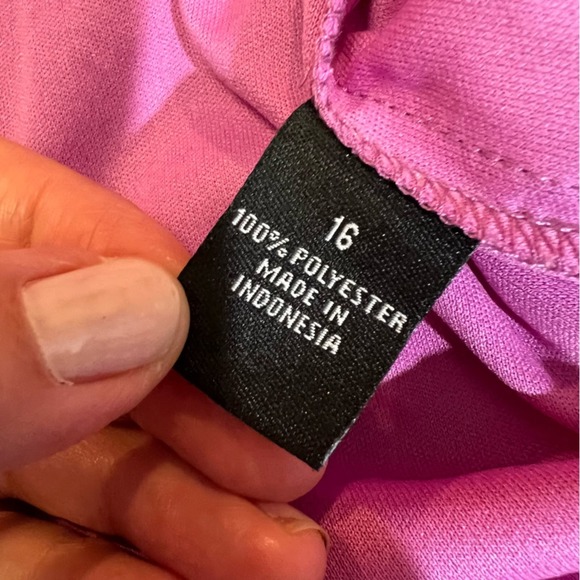 MSK Pintuck Chiffon Flutter Sleeve Midi Dress Purple Pink sz 16 - Picture 4 of 15